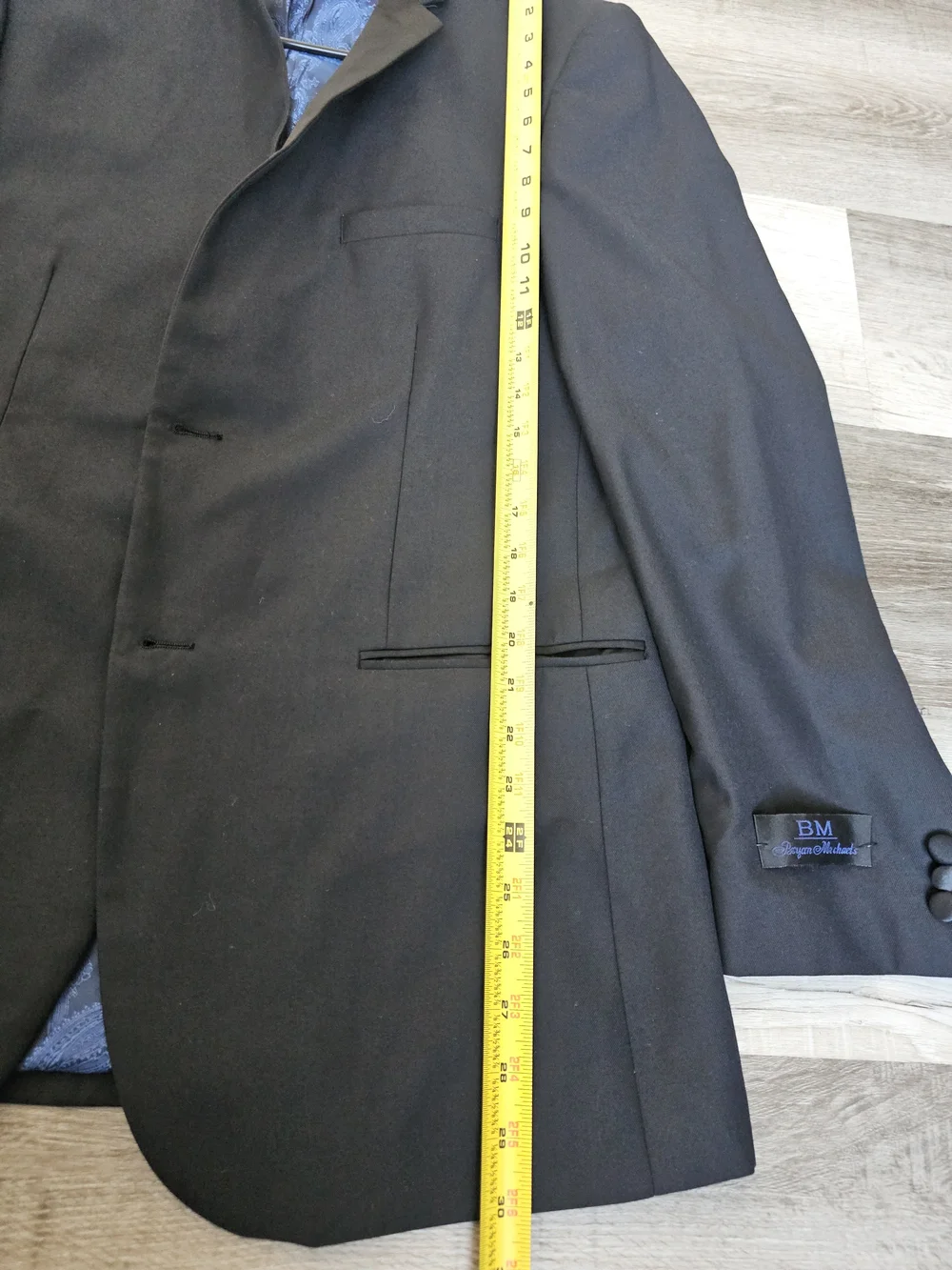 Bryan Michaels Men's Black Tuxedo Blazer Jacket Size 40R Paisley Blue Lining